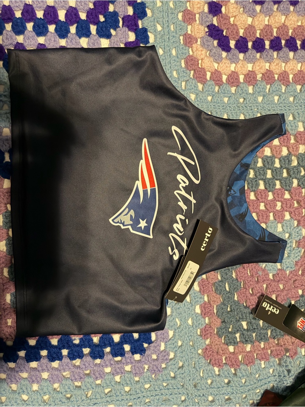 Patriots Women's Navy Crop Athletic Top